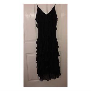 Beautiful ruffle high low black formal dress w/zip